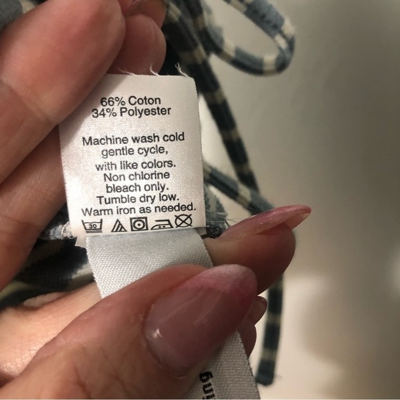 Madewell Women's medium Striped Melody off The Shoulder Top Tie Blue Cotton - Picture 7 of 8